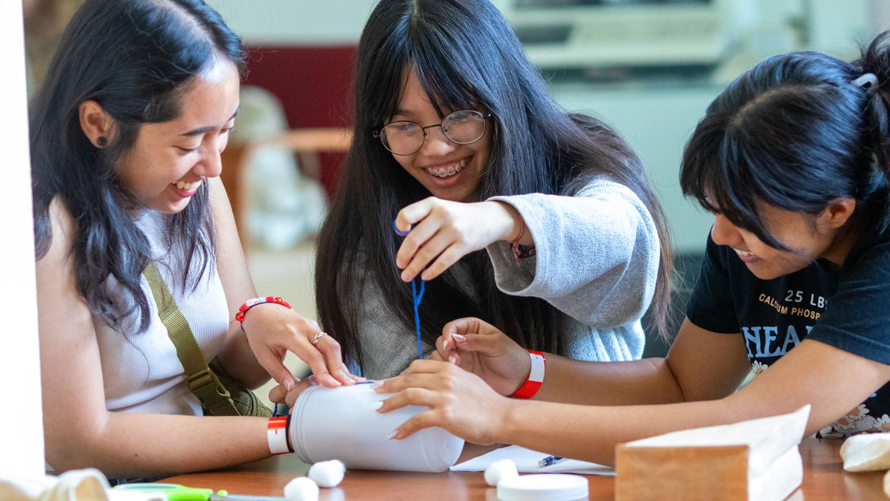 hree students practice design, communication and teamwork in the annual Engineering Dean's Undergraduate Challenge at UC Davis. In addition to placing among the top 10 public universities in U.S. News Best Colleges rankings, the campus has been named among the most innovative universities. (Cody Duty/UC Davis)