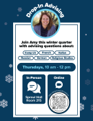 A flyer for drop in advising