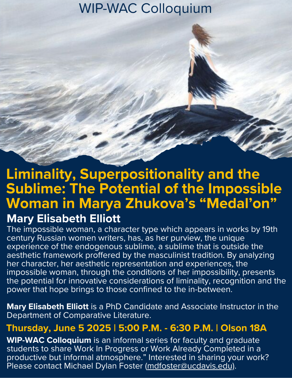 A flyer for the upcoming event, the text of which is written out above.