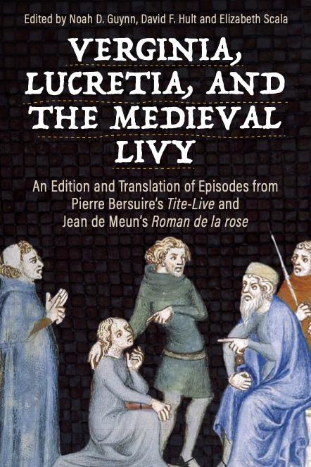 A book cover with medieval drawings of people