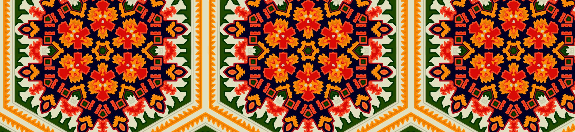 Persian pattern in red, gold, and green